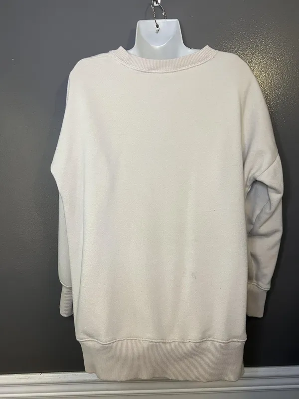 Aerie Sweatshirt Womens Medium Cream LOVE Graphic Fleece Pullover Relaxed Fit - Image 5