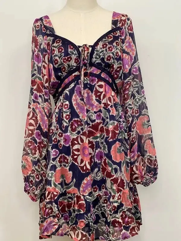 Boho Floral empire waist sweetheart neck dress from Pink Lily boutique - Image 6