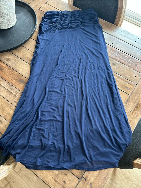 Anthropologie Maeve Yoke Ruched Navy Blue Skirt XS - Image 9