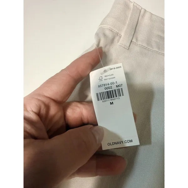 NWT Old Navy Extra High Rise Tailored Shorts Khaki Ivory Cream Size M Preppy - Image 7