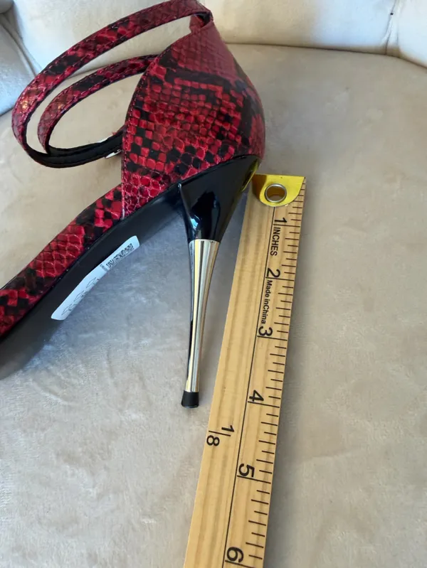 ASOS Red Snakeskin Ankle-Strap Stiletto metal heel heeled a sandals‎ US 7 - Image 3