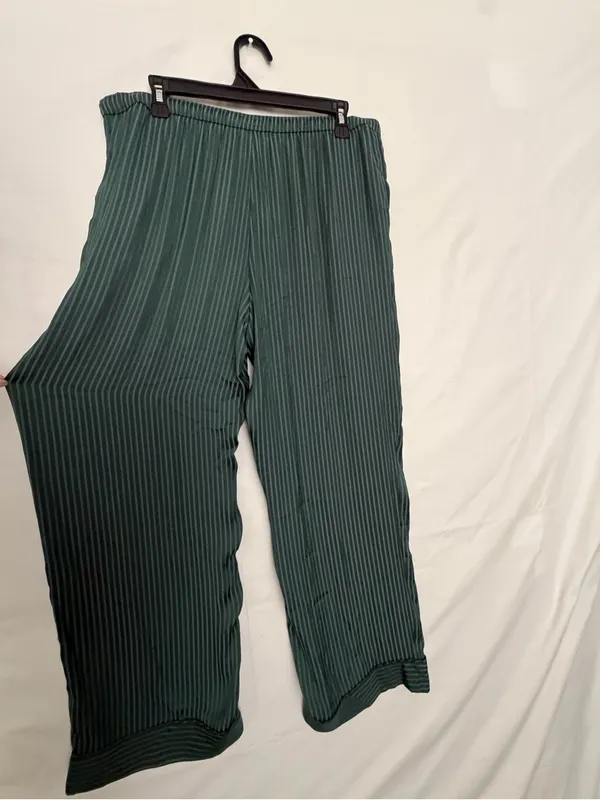 GapBody Satin PJ Pant M Green Stripe Pajama Pants Elastic Drawstring NWT(A911) - Image 7