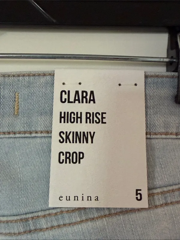 eunina Light Blue Cropped Skinny Jeans with Frayed Split Ankles - Image 6