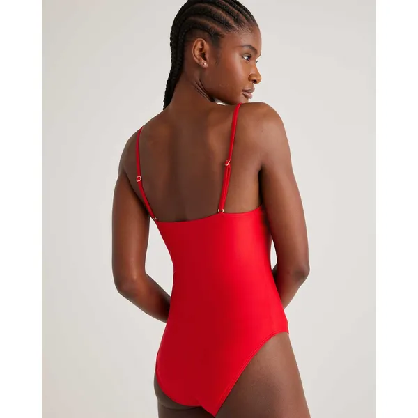 NWT Quince Cherry Red Italian Cami One-Piece Swimsuit Women's Size Large - Image 2
