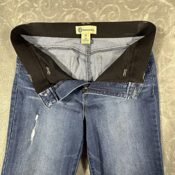 Democracy Ab Technology Raw Hem Bootcut Jeans Womens 10 Stretch Distressed Rips - Image 2