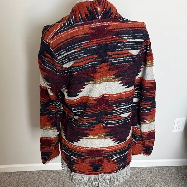 LUCKY BRAND Aztec Southwestern Open Front Fringed Cardigan Size XLarge - Image 8