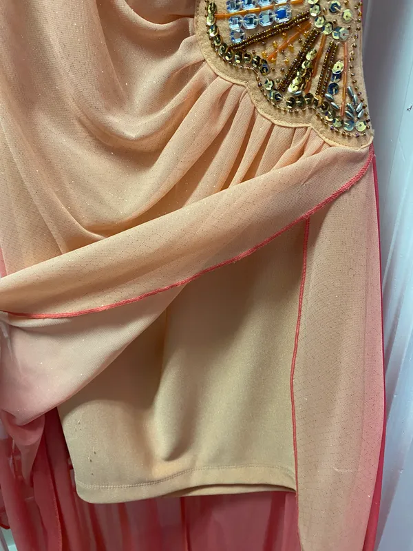 Macy's Orange and Pink Sheer Sequin Hi-Lo Dress - Image 8