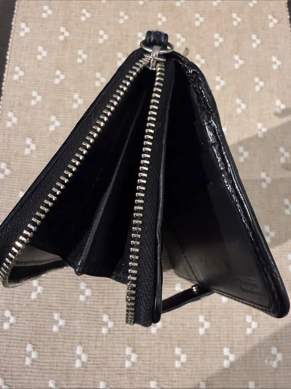 Coach Signature Jacquard‎ Slim Envelope Wallet Black Gray Leather Trim OS - Image 11