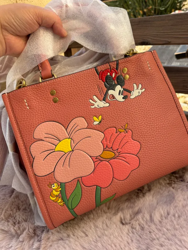 Rare Collectible DISNEY X COACH Rogue 25 Leather Mickey Mouse Flower Pink NWT - Image 7