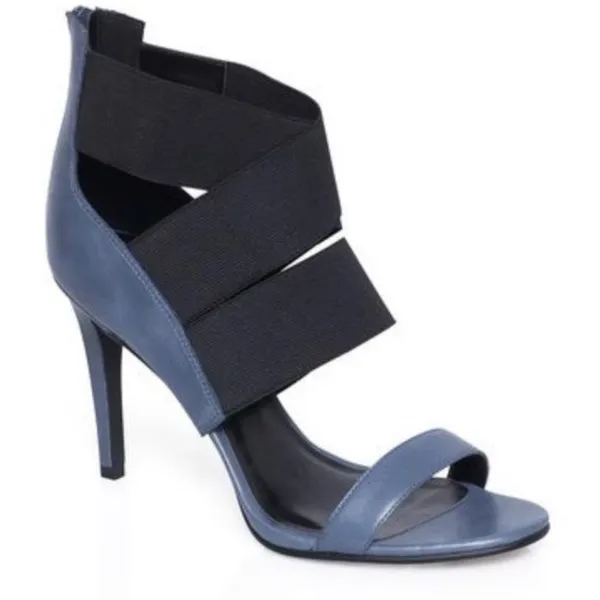 Halogen Blue Black Strappy Stiletto Sandals Heels Size 7 - Image 2