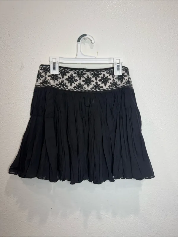 Free People Black Mini Skirt Boho Embroidered Mirror Fairycore Flirty Whimsygoth - Image 2