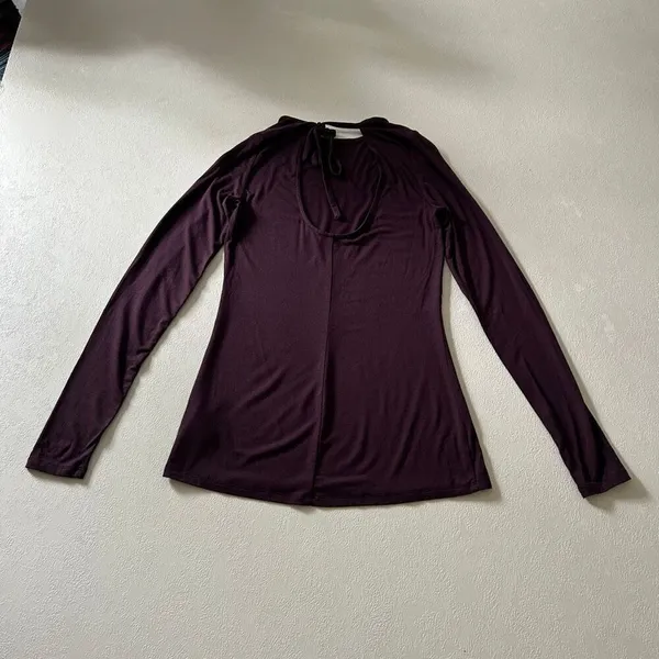 Babaton XS Open Back Long Sleeve Top Purple Plum Minimalist Chic - Image 3