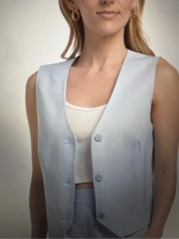 New Calvin Klein Linen Blend Button Front Vest-S - Image 8