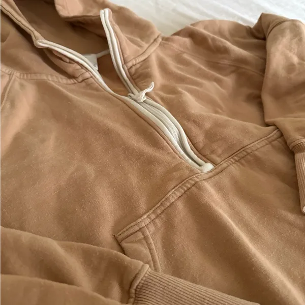 Aerie Tan Half-Zip Hoodie - Image 3