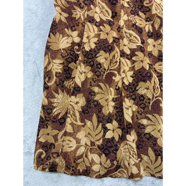 Brown Floral Leopard Midi Skirt 18 Boho Y2K Earth Tone A Line Cottagecore - Image 8