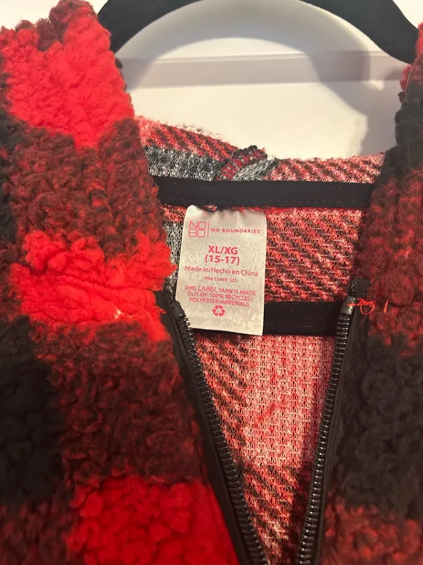 No Boundaries Red and black plaid pullover - Image 3
