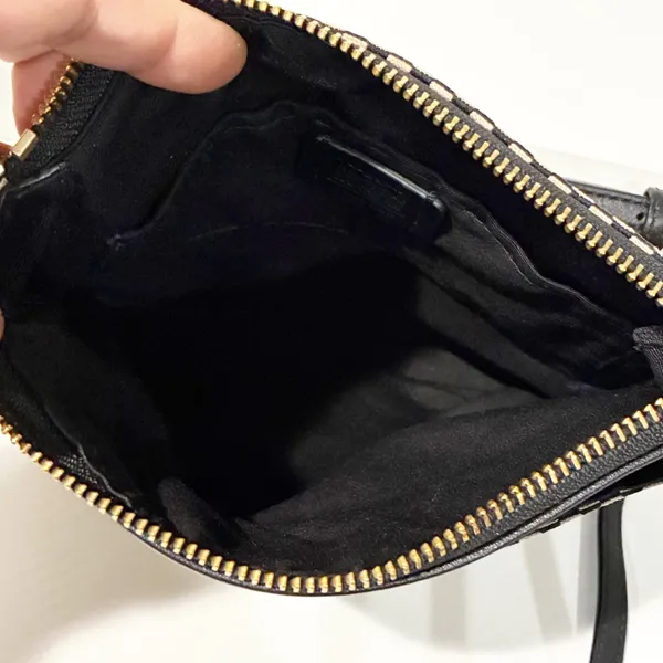 Coach Kitt Jacquard Tan Black Leather Crossbody‎ Bag - Image 3