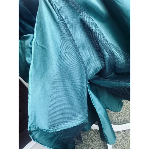 Fifteen Roses Green Satin Formal Dress tulle short full flare skirt prom sz 10 - Image 7