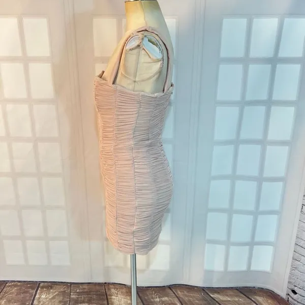 House of CB London Pink Cate Ruched Mesh Square Neck Bodycon Mini Dress Medium - Image 9