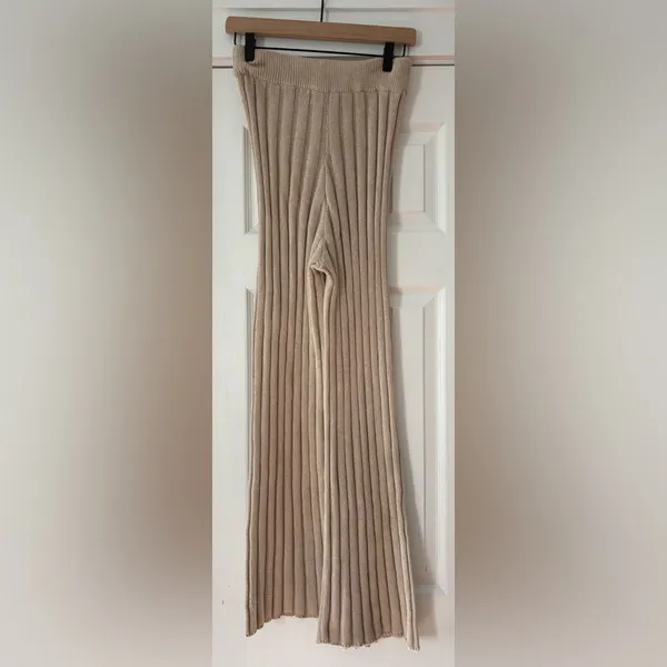 Free People Beach Tan‎ Ribbed Knit Sweater Pants Size XS EUC - Image 4