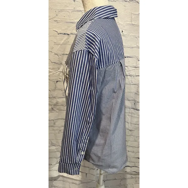 Marled Solid & Stripe Blue Oxford Stripe Button Down Shirt Size XS - Image 3