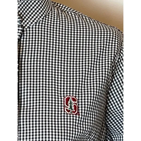 Peter Millar Black And White Gingham Long Sleeve Button Down Ruffle Trim Top XS‎ - Image 5