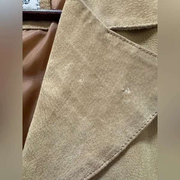 Paris Blues Vintage Suede Tan Two Tone Overcoat Jacket XL - Image 3