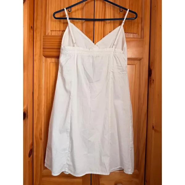 NWT Brandy Melville White Cotton Babydoll Mini Dress Lace Trim Button Front OS - Image 4