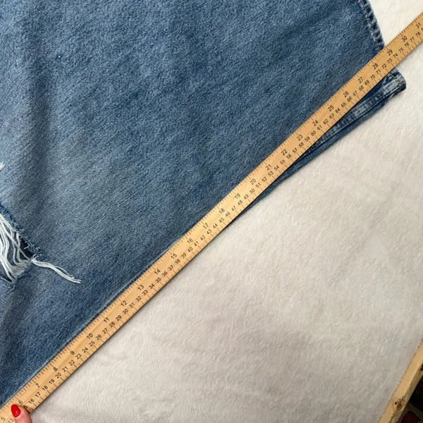 Gap 14 32 Mid Rise Destructed SuperSoft Baggy Jeans Medium Wash Denim 626631 - Image 15