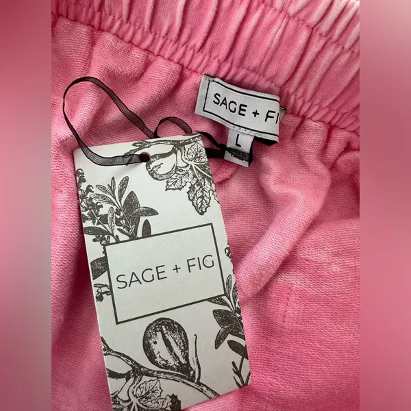 SAGE + FIG Mineral Washed Terry Wide Leg Pants size large pink - Image 5