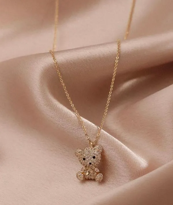 18K Gold Plated Cute Teddy Bear Pendant Necklace for Women - Image 2