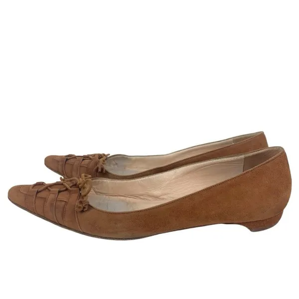 CHRISTIAN LOUBOUTIN Brown Suede Leather Flats - Size 36/6 - Image 9
