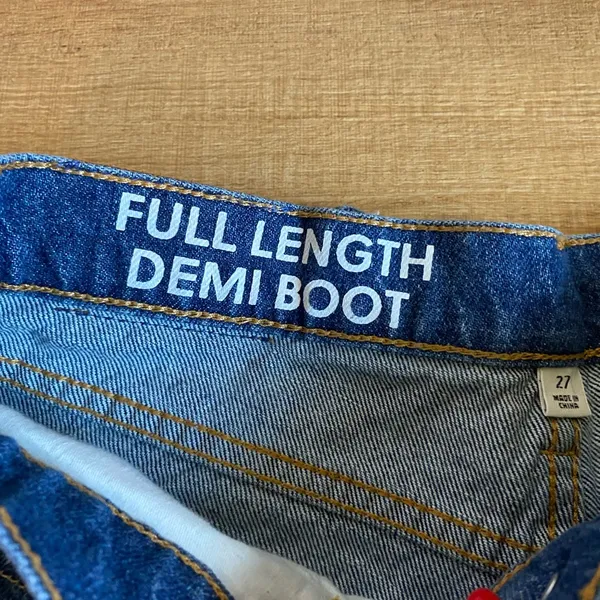 J.Crew Full Length Demi Boot Medium Wash Jean Size 27 or 4 raw hem - Image 2