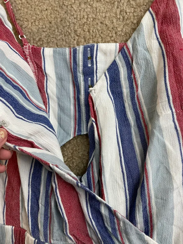 American Eagle Red White Blue Striped Romper - Image 4
