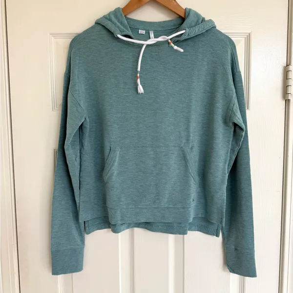 Travis Mathew Womens Drawstring Hooded Sweater Teal Blue‎ Size XS Oversized - Image 2