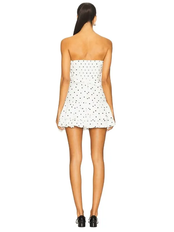 Zemeta Moonlight Polka Bloom Dress in White XSmall New Womens Mini Strapless - Image 2