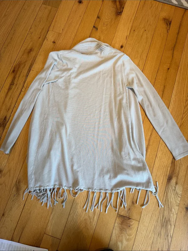 São Paulo Light Cream Open-Front Fringe Cardigan Sweater Size 4 - C69-035 - Image 6