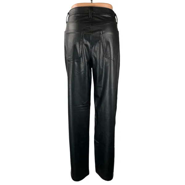 Abercrombie & Fitch 90s The Relaxed Black Faux Leather Vegan Trousers Pants 12 - Image 4