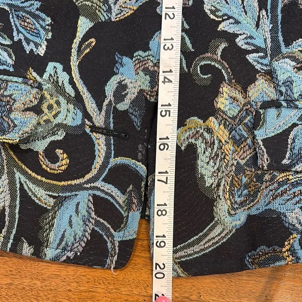 Vintage Floral Patterned Tapestry Jacket Black Size 4 - Image 5