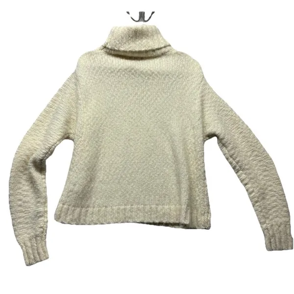 J.Crew Swingy Alpaca-blend Turtleneck Sweater Chunky Knit Cream Size S Merino - Image 5
