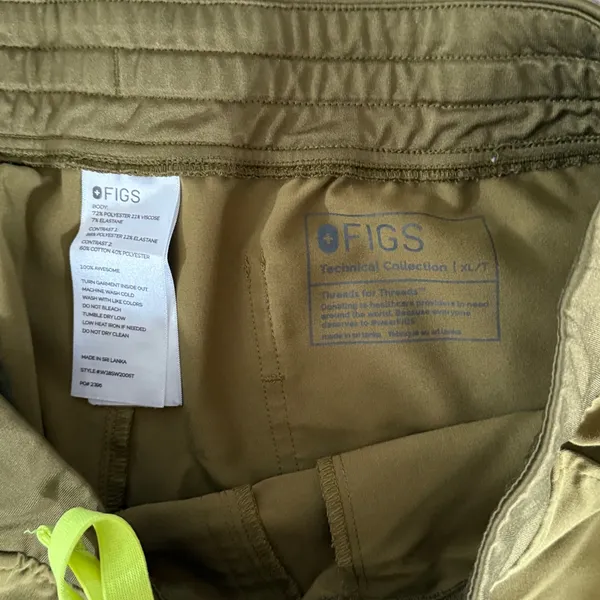 Figs Olive Green Scrub Set Large Top and Pants with Neon Drawstring Xflawedx - Image 4