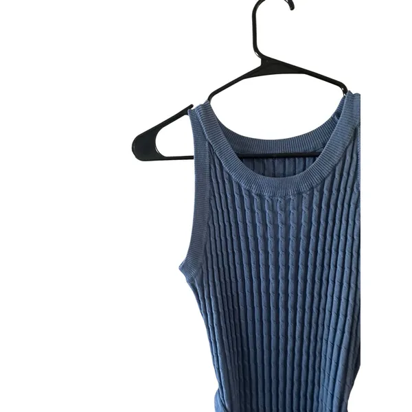 V for City Blue Textured Sleeveless Crew Neck Dress Women Sz S - Image 8