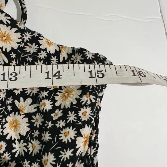 Urban Outfitters Black Daisy Floral Smocked Mini Dress Ruffle Hem Size M FD5532 - Image 12