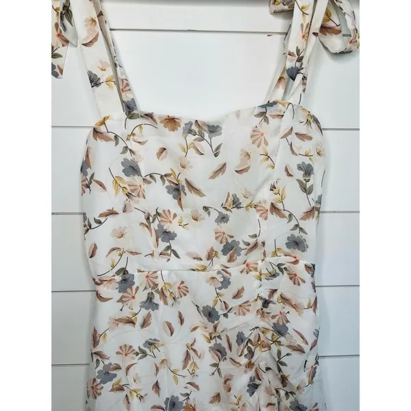 Princess Polly Ivory Floral Print Tie Shoulder Ruffled Hem Sleeveless Mini Dress Size 6 - Image 11