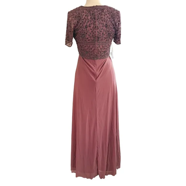 Pisarro Nights Gown Maxi Dress Mauve Pink Womens 8 Beaded Mother of Bride‎ Gala - Image 3
