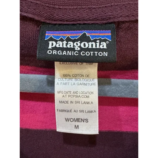 Patagonia Women 3/4 Sleeve Sender Stripe‎ Mini Dress Pink Organic Cotton Medium - Image 4