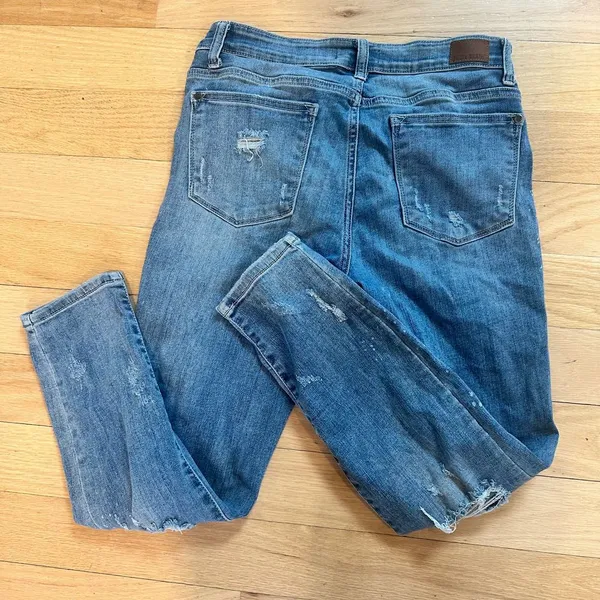 Judy Blue Distressed Blue‎ Denim Jeans Relaxed Fit Size 11 30 JB8273MD - Image 6