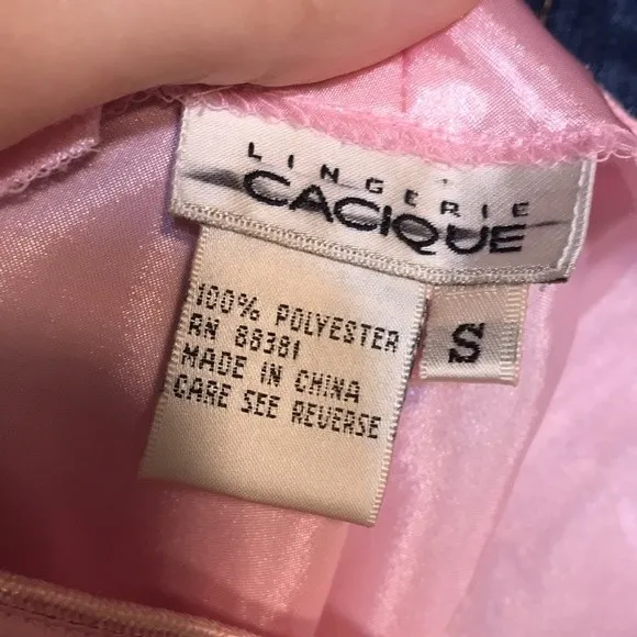 vtg Cacique 90s ladies pink button up‎ nightie babydoll romper size small sexy - Image 12