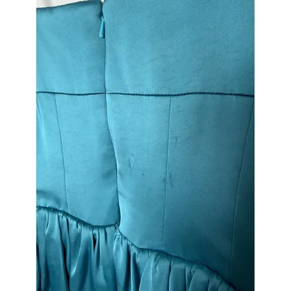 AMUR Teal Blue Satin Strapless Bubble Hem Mini Dress Size 4 NWT - Image 7