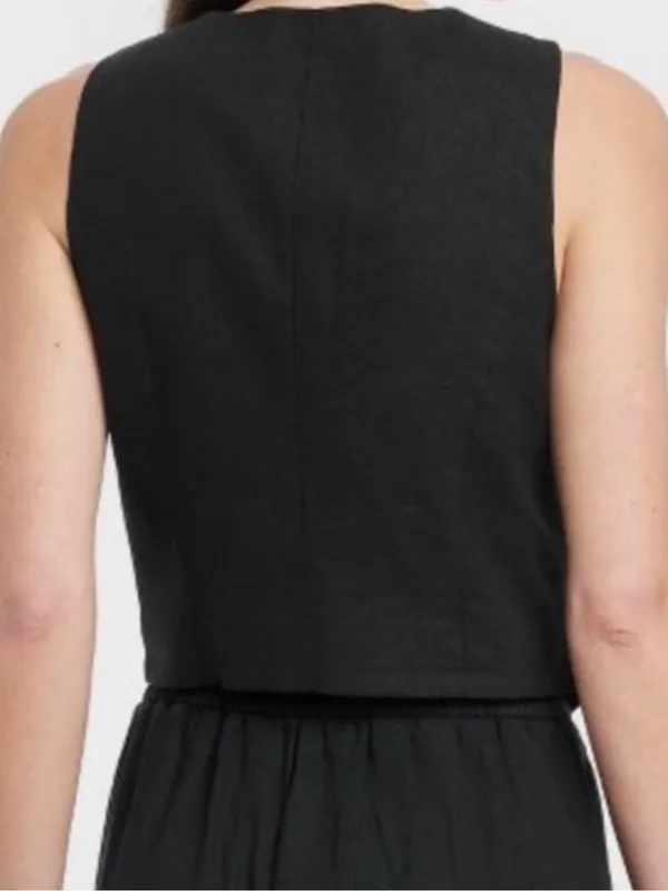 A New Day Black Tailored Button-Front Vest Size S NWT - Image 2